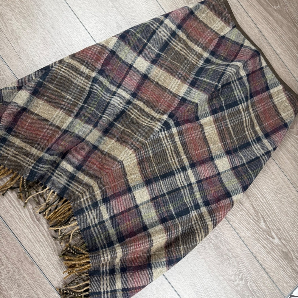 Brooks Brothers Women Skirt Plaid Wool Fringe Handkerchief Hem Brown Multi 14